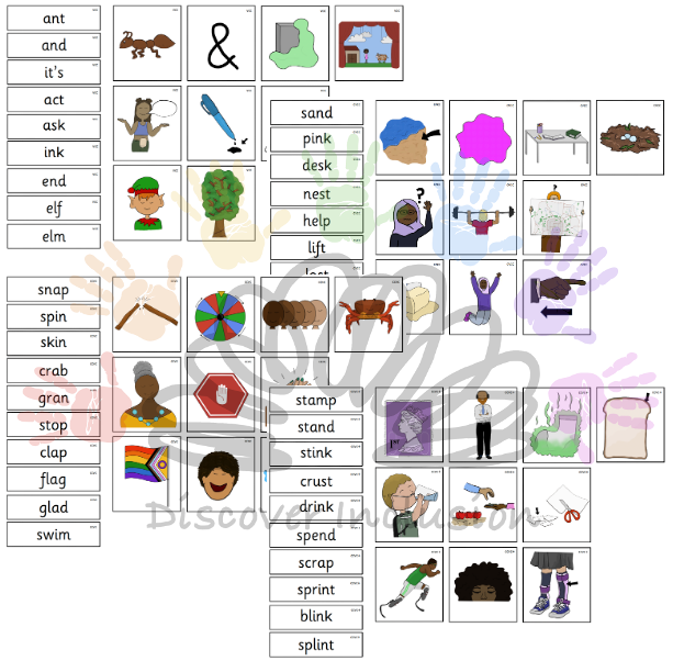 Picture Word Bank - Sets 1-7, VCC, CVCC, CCVC, CCVC+